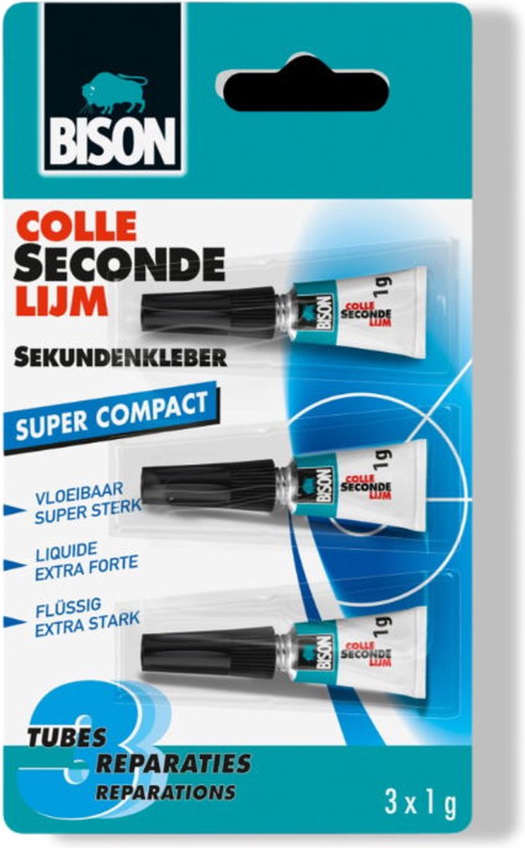 Bison Secondelijm Vloeibaar Mini's 3 x 1g, sterke secondelijm, speciale min verpakking, vaatwasser bestendig, water resistent, voor iedere reparatie in en om het huis — afbeelding 6