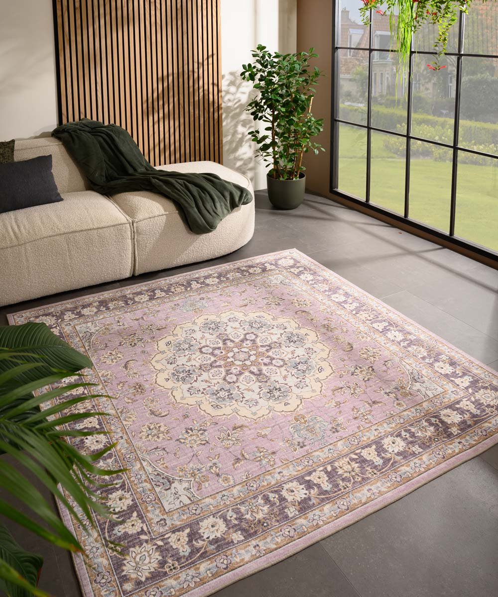 Buitenkleed vierkant Vintage - Valenca Nova paars/roze 230x230 cm