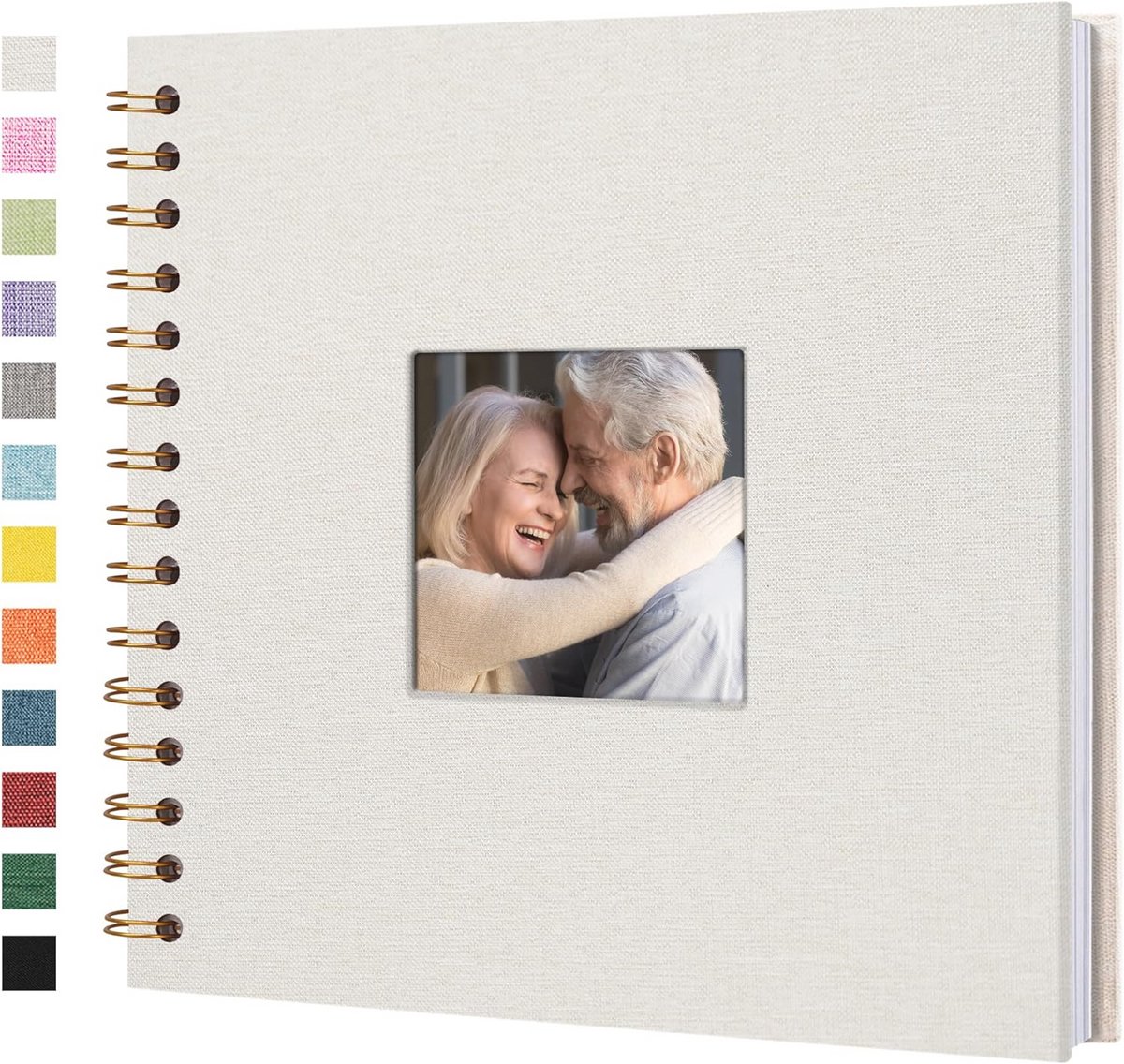 Bol.com Linnen Plakboek Fotoboek 20,5 x 20,5 cm met Harde Kaft voor Scrapbooking en Geheugen Vastleggen, 40 Witte Pagina's, Beige aanbieding