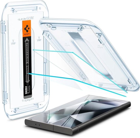 Spigen EZ Fit Screen protector geschikt voor Samsung Galaxy S24 Ultra met installatie tools - 2 Stuks
