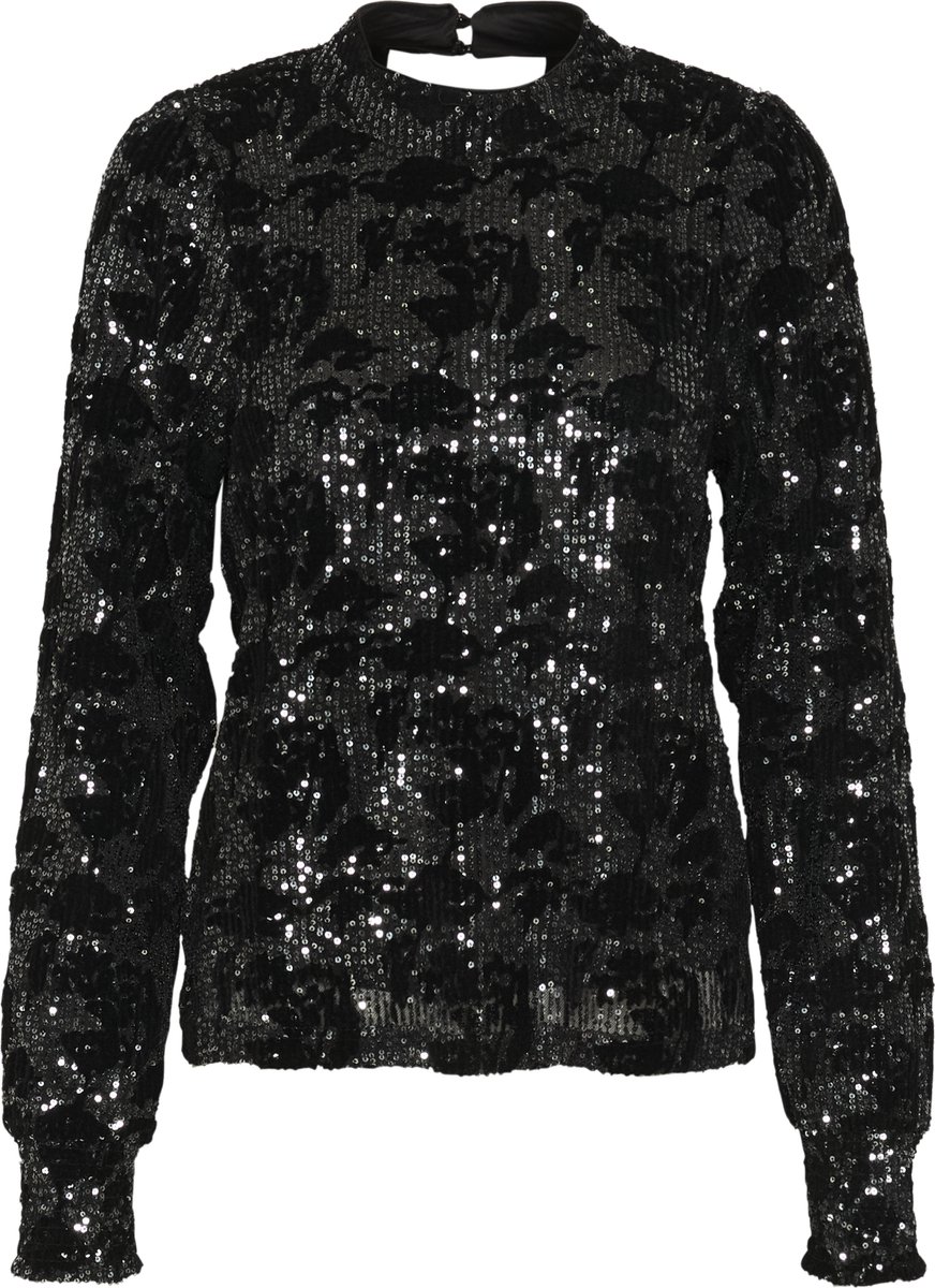 Kaffe KAgrit Sequin Dames Blouse -Black/dark silver sequin