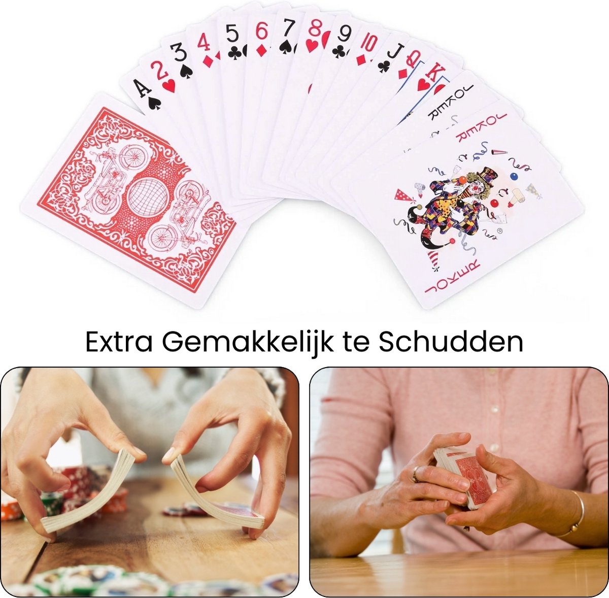 Boncy® Hoge Kwaliteit Speelkaarten - 2 Sets - Rood & Blauw Kaartspel - Plastic Coated Kaarten - Spelkaarten Pokerkaarten - Playing Cards voor Poker of Drankspel Volwassenen — afbeelding 6