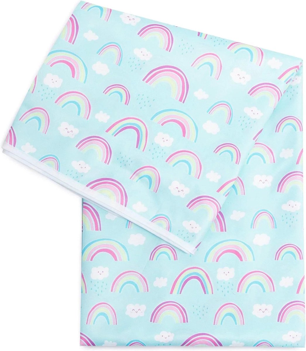 Bumkins Splat Mat Knoeimat - Vloer- en Tafelmat voor Onder de Kinderstoel, bij het Knutselen of als Picknickkleed - Rainbows - 107 x 107 cm - Wasbaar en Waterdicht - 100% Polyester met TPU-Coating - BPA-, PVC- en Ftalaatvrij