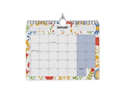 Kalender 2025 - Bloemen - 31.5x22cm (A4+) - Inclusief 48 morandi stickers - 300gramsgewicht ecopapier