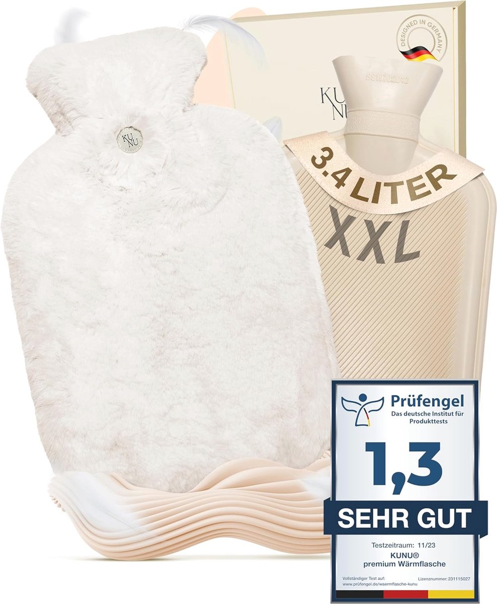 XXL Warmwaterkruik - 3,4 Liter - Inclusief Geschenkverpakking - Lekvrij en Pluizig - Ideaal voor Volwassenen en Kinderen