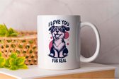 Mug « Je t'aime », en vraie fourrure - DogLovers - PuppyLove - DogLife - Pawsome - DogLovers - PuppyLove - DogLife