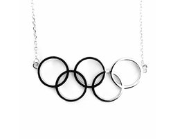 SportPresent® - Zilveren Ketting - OS - Cortina - 2026 - Parijs 2024 - Beijing - Winter spelen - Olympische Spelen - Olympische Ringen - Olympics - Zilver - Sport - Sportsieraad - Sieraad - Sportsieraden - Sieraden