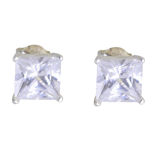 Behave – Boucles d'oreilles – Argent sterling 925 – Boucle d'oreille à tige en zircone 8 mm