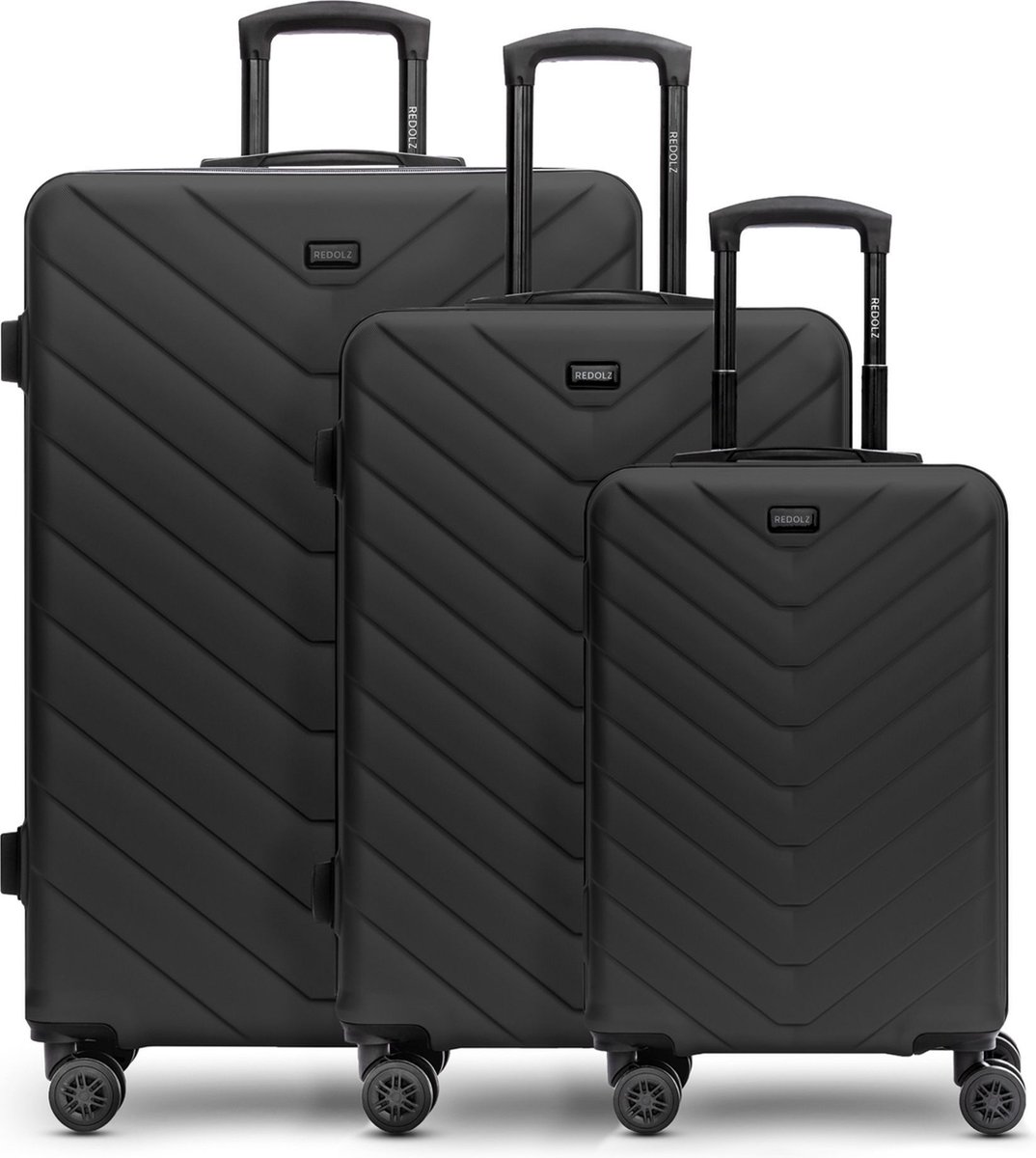 Redolz Essentials 07 3-SET 4 wielen Kofferset 3-delig - Harde bagage - TSA slot - black 2