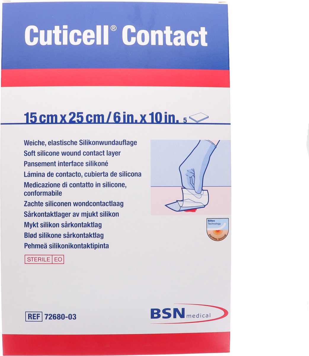 Goedkoopste Cuticell Contact Siliconen Wondcontactlaag 15cm x 25cm, 5st (72680-03