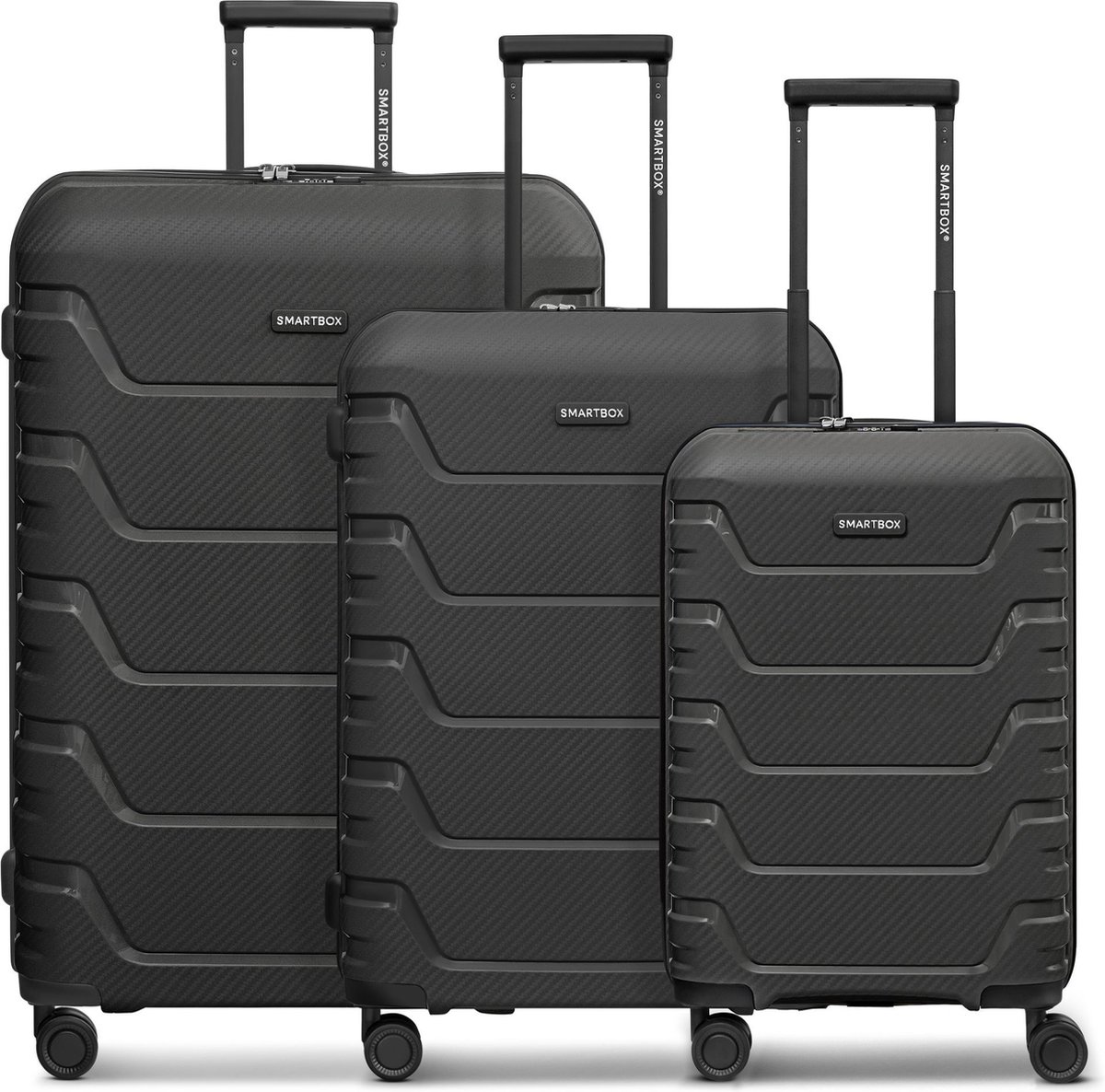 Smartbox Edition 01 THE THREE SET 4 wielen Kofferset 3-delig - Harde bagage - TSA slot - black