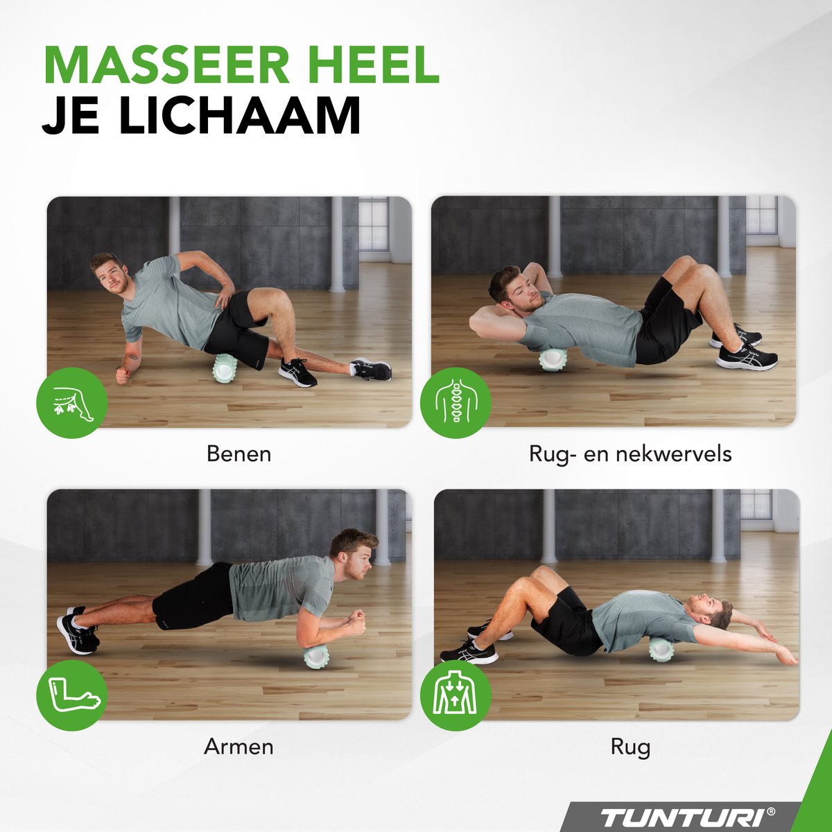 Tunturi Yoga Grid Foam Roller - Massage Roller - Mint thumbnail 6