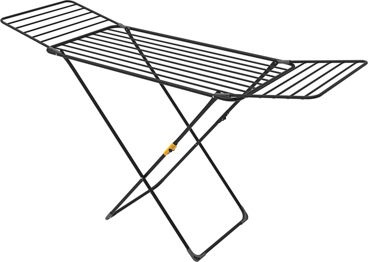 Wasrek Shape Black Droogrek vergrendelbare vleugels-vergrendelingsmechanisme-56x176x88cm-18mdroogoppervlak-sterkste droogrek-ZwedenMagazine droogrek 15 m opvouwbaar compact licht van gewicht ruimtebesparend ideaal voor kleinere wasruimtes