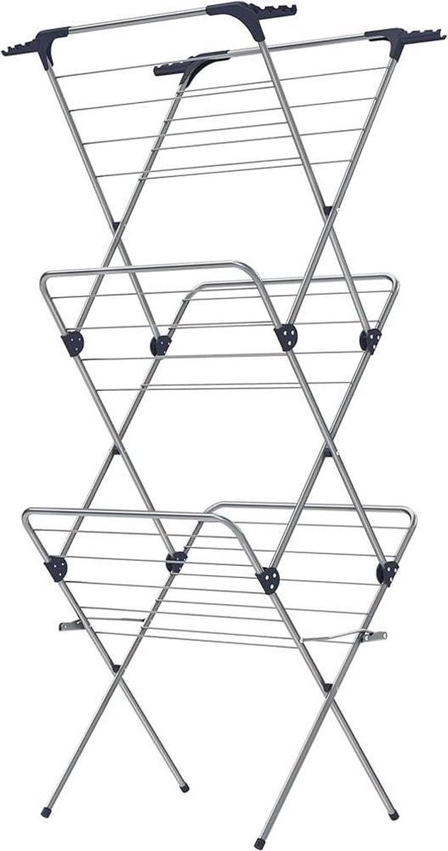Wasrek Opvouwbaar Kledingdroger Stalen Frame Grijs LLR720G01 - 46 x 705 x 155 cm 20 m Droogruimte Binnen en Buiten