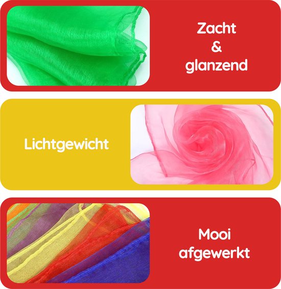 Lot De 12 Foulards En Mousseline De Soie Carrés, Multicolores - Pour Jonglerie, Danse, Yoga, Magie - Accessoire Créatif Enfant Et Adulte
