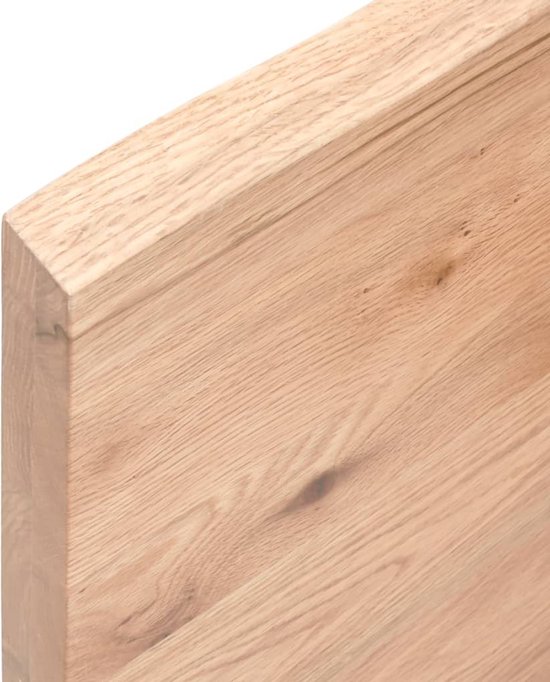 vidaXL Eikenhouten Wandplankje - Wanddecoratie - Wandschap 100x50x(2-4)cm behandeld massief eikenhout lichtbruin - Vintage Wandrek - Rustic Wandrek - Woonaccessoires