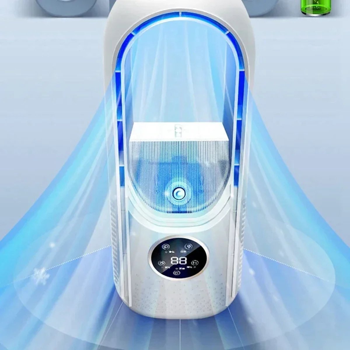 Mobiele Airco - Draagbare USB Luchtkoeler & Bladloze Ventilator - 6 Instelbare Sterktes - Stille Koelventilator & Luchtbevochtiger ( zwart ) – foto 2