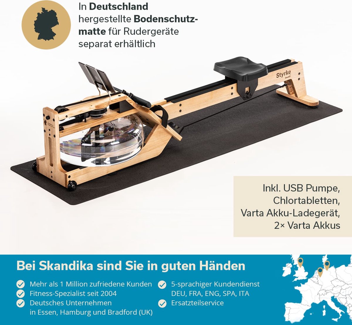 Skandika Styrke Roeitrainer Essenhout Waterweerstand Zwart - afbeelding 3