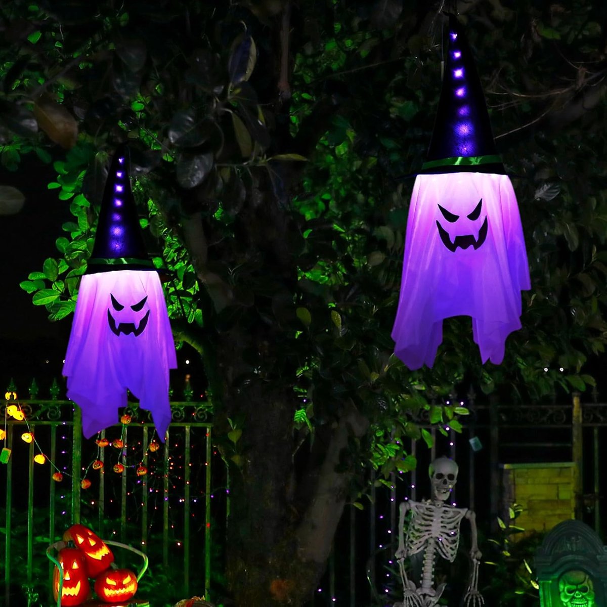 Equivera Halloween Decoratie - Halloween Versiering - Horror Versiering - voor Binnen en Buiten - Spin, Heks, Skelet, Pompoen en Spoken - 2024
