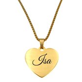 Collier - Coeur - Avec Nom - Isa - Or