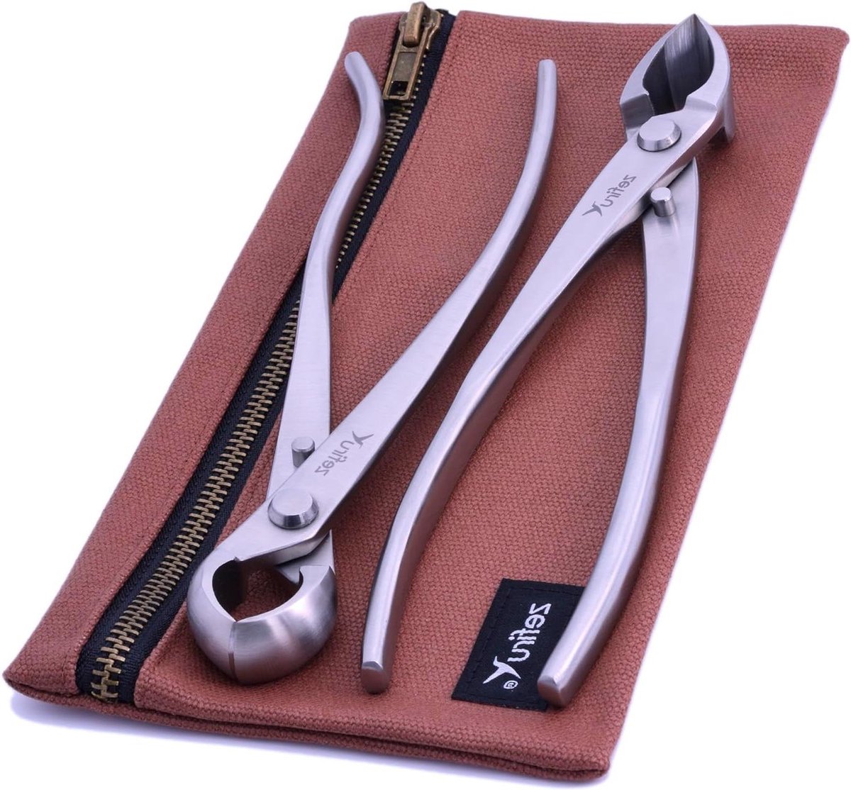 Bonsai gereedschapsset 210 mm roestvrij staal kogelschaar concave takkenschaar - gewaxt canvas tas