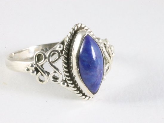 Bague en argent finement travaillée avec lapis lazuli - taille 16