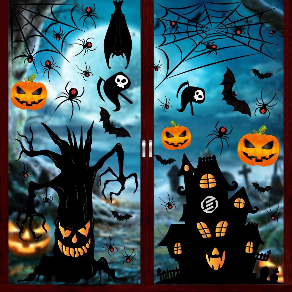 Equivera Halloween Decoratie - Halloween Versiering - Horror Versiering - voor Binnen en Buiten - Spin, Heks, Skelet, Pompoen en Spoken - 2024