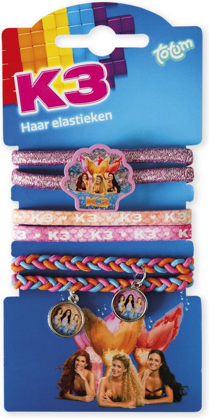 K3 Totum haarelastieken armbandjes met K3 zeemeermin bedels en accessoires Studio 100 mode beauty speelgoed meisjes