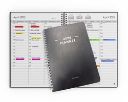Agenda 2025 - Planner 2025 - A4 - Jaaroverzicht - Maandoverzicht - Weekoverzicht - Spiraalgebonden - Forex omslag - Zilvere Spiraalbinding