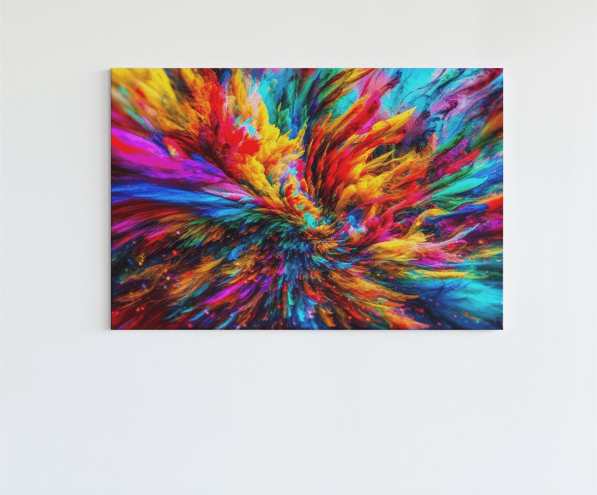 Trendex Global Canvas Schilderij - Abstract - Kleurrijke Explosie - 120x80x2cm