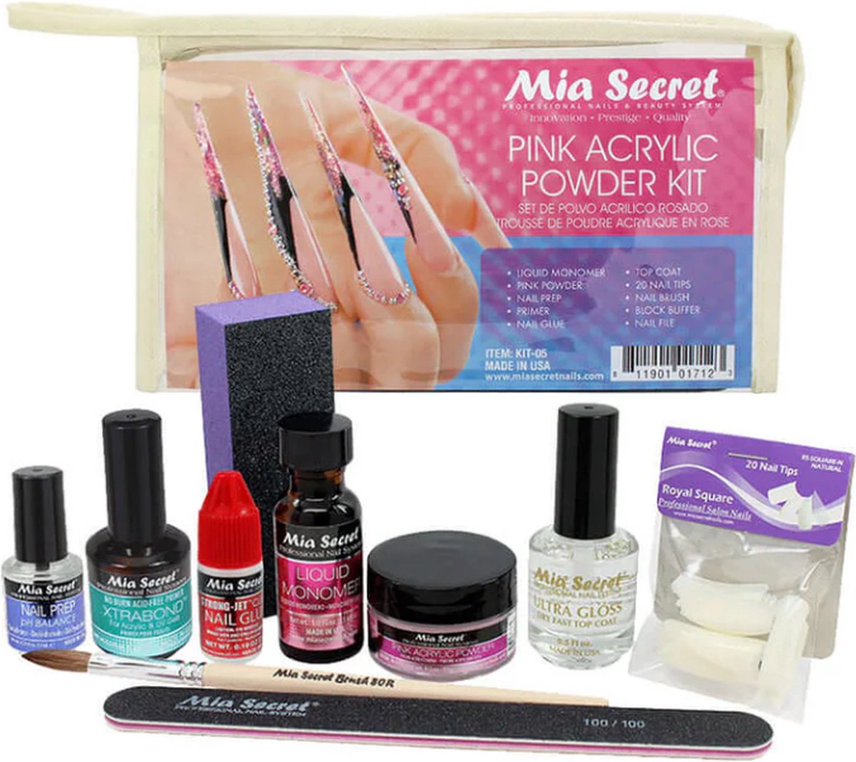 Mia Secret - Acryl Nagel Starter Kit - Complete Acryl Nagel Set - Acrylpoeder, Monomer, Nageltips & Penseel - Voor Beginners & Professionals