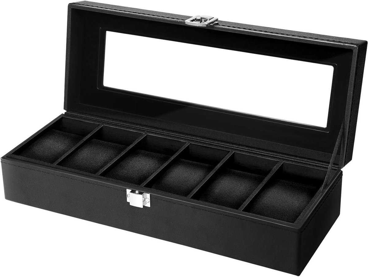 6 Slots Horloge Display Opbergdoos - PU Sieraden Collectie Case Organizer
