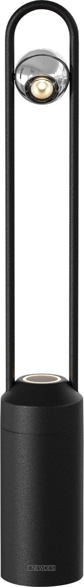 Newdes Tafellamp Minimal | Accu | Sompex LED tafellamp voor buiten en binnen - Werkt op batterijen - Aluminium - Dimbaar - Incl. Inductie oplaadbaar- Zilver