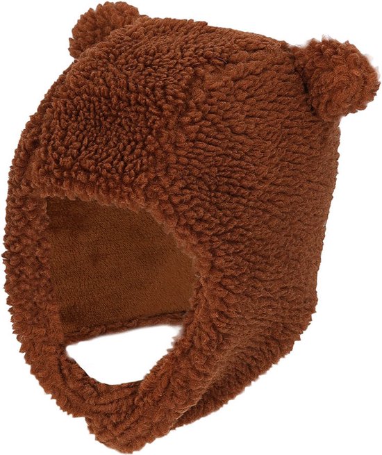 Sarlini - Baby muts winter - Teddy Wol - 6/12 M - Midden Bruin