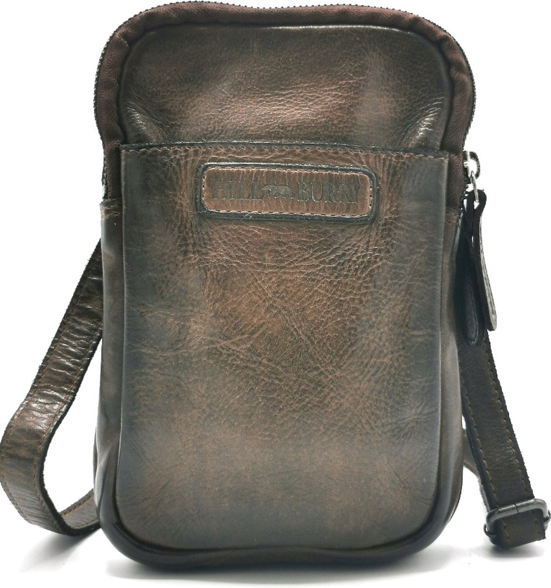 Hillburry Schoudertas-Riemtas-Telefoontas bruin - praktisch en handig - (bxhxd) ca. 13cm x 20cm x 2cm