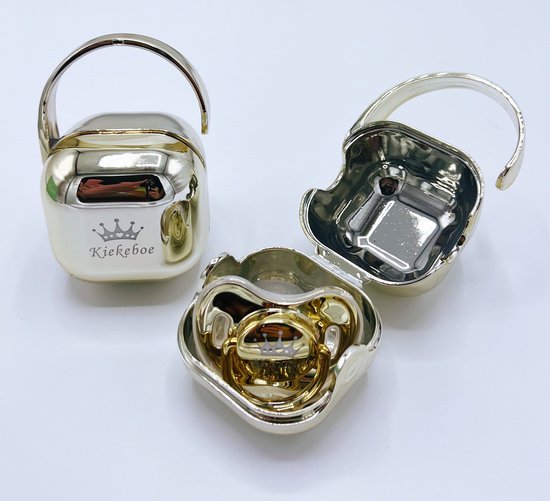 kraamcadeau gouden speenset speenkoord - fopspeen speenkoord en speenhouder - luxe fopspeenset Kiekeboe - kan ook rechtstreeks als cadeau worden verstuurd - babyshower - kraamkado baby van KIEKEBOE — afbeelding 3