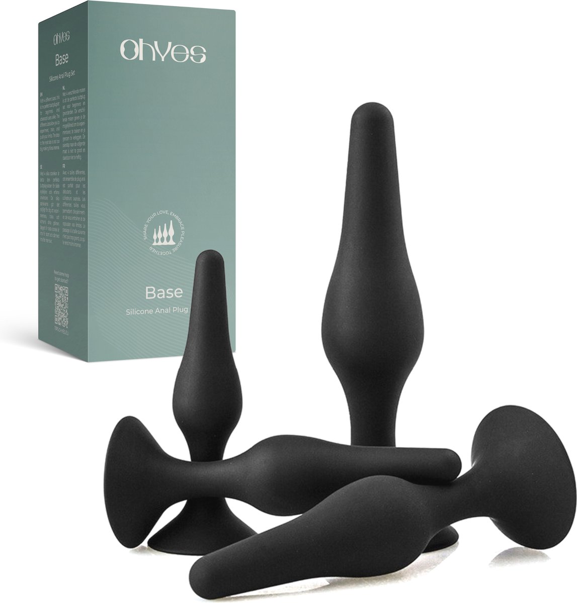 Goedkoopste Buttplug Set - 4 delige Siliconen Buttplugs Set voor Mannen en Vrouwen - Anal Plug Zwart Siliconen