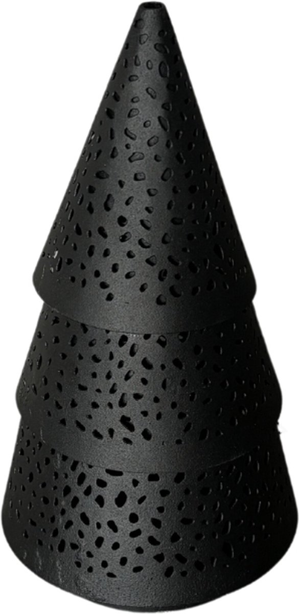 STILL - Kerstboom - Theelichthouder - Waxinelichthouder - Kerst - Ijzer - Zwart - 20x11 cm