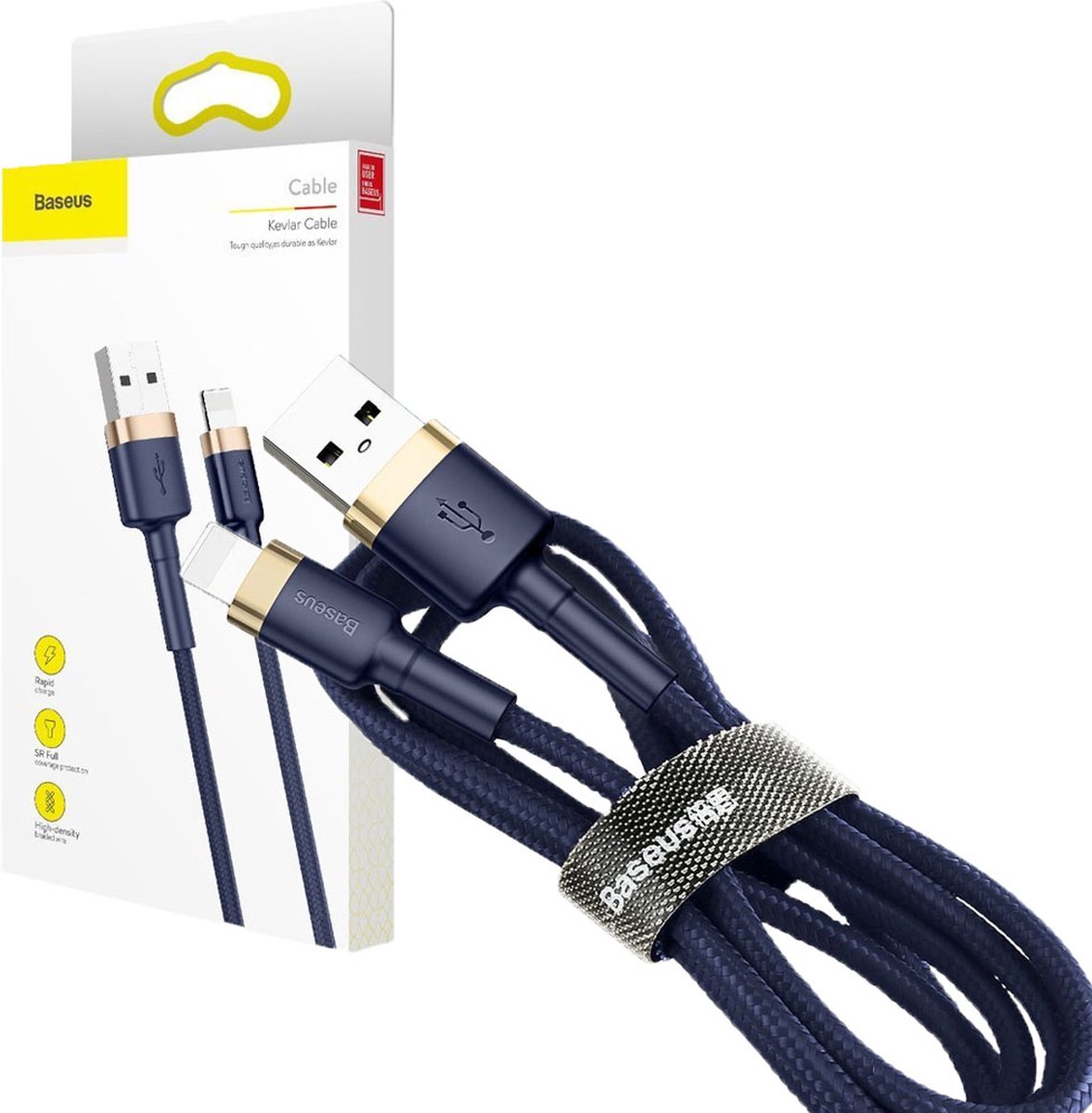 Baseus - Cafule - Kabel Duurzame Nylon Kabel USB / Lightning QC3.0 1.5A 2M Blauw - (CALKLF-CV3)