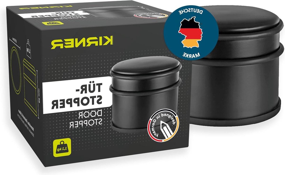 Deurstopper Elegant en modern mat zwart - 11 kg zwaar - rubberen ring - deurstopper vloer hoogiezend - bescherming deuren