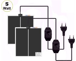 UniEgg® (2x) professioneel warmtematten 14 x 15 cm - Voordeelpak (2) - Extra voordelig- 2 stuks warmtematten - 5 Watt - met regelaar - voor kuikens - kwartels - vogels - reptielen - amfibieën