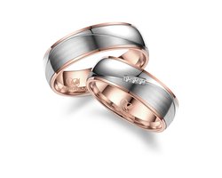 Jonline SET Trouwringen Titanium Rosé Zirkonia | Vriendschapsringen | Relatie ringen