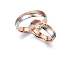 Jonline SET Trouwringen Edelstaal 14 Karaat Rosé Goud Zirkonia | Vriendschapsringen | Relatie ringen