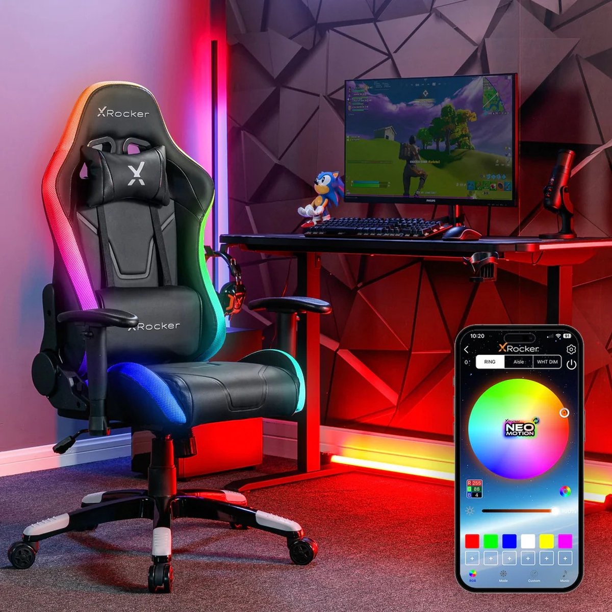 X-Rocker - Agility Junior RGB Compact eSports Gaming Chair - Black/Grey - voor junioren van 8-14 jaar