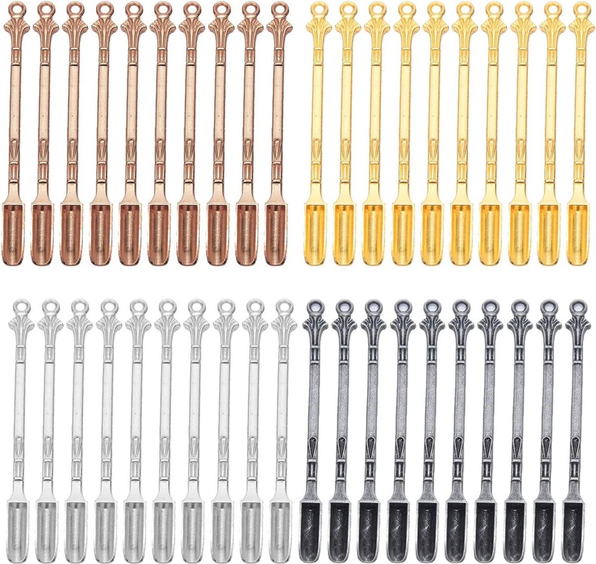 40 STKS Snuiflepel Mini Schop Geneeskunde Lepel Servies Charm Metalen Lepel met Hangers Ketting Home Supplies