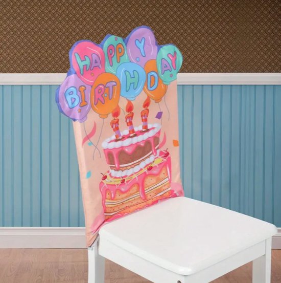 EasyByMall Herbruikbare Happy Birthday-stoelhoezen, ontworpen