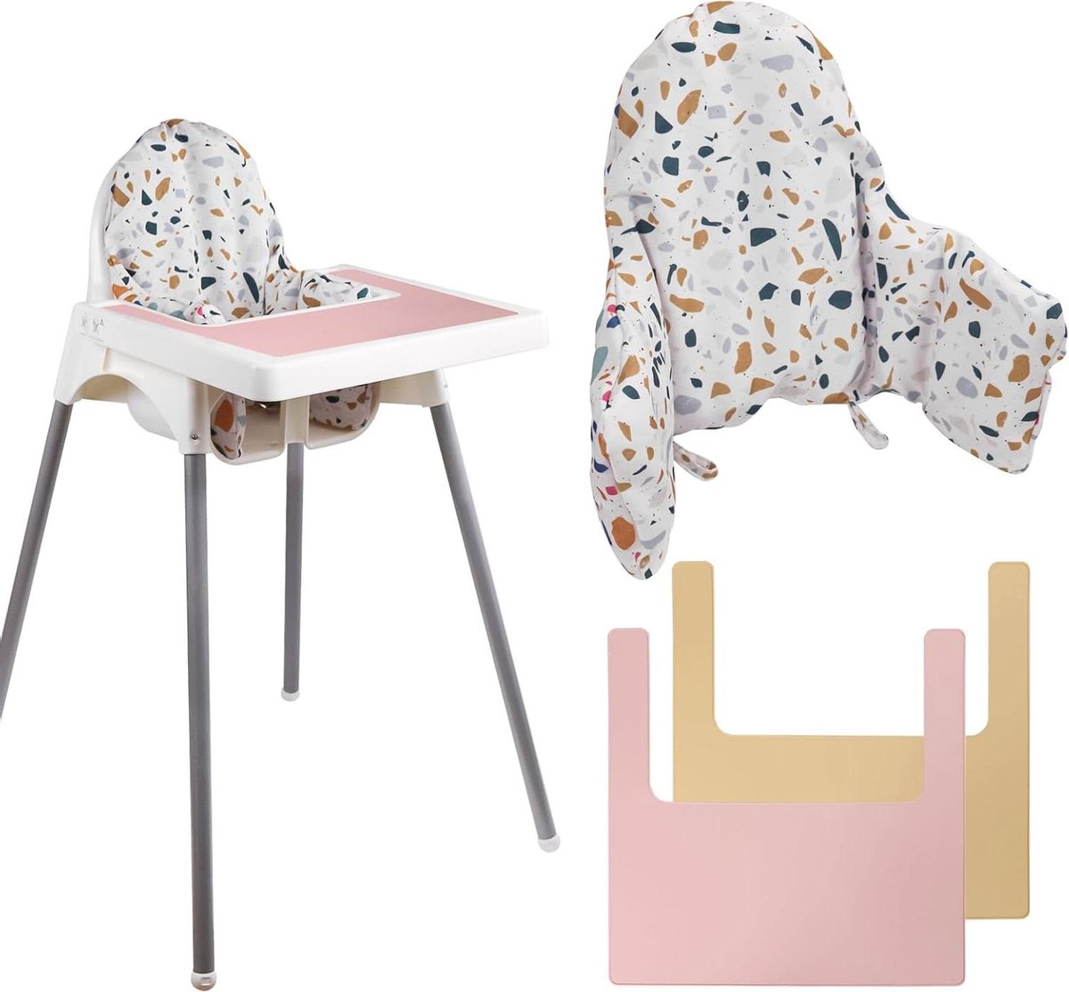 Opblaasbaar zitkussen voor kinderstoel - Stone Flower - met ingebouwde kinderstoelsets - babyzitcomfort.