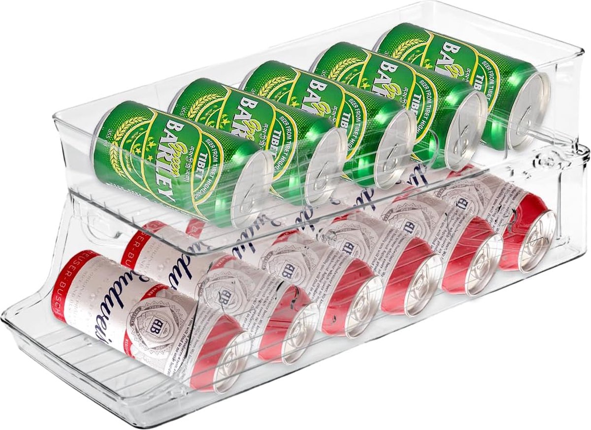 Opvouwbare Koelkast Drankjes Organizer, 2-laags Blikjes Organiser, Bier/Soda Blikjes Dispenser