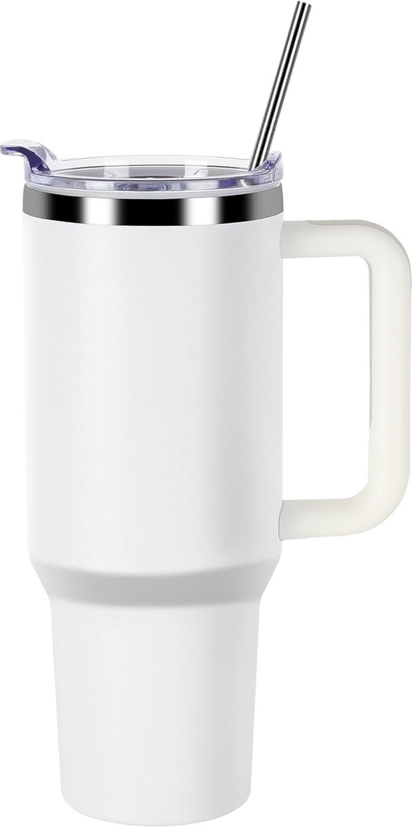 Tweede Generatie Thermosbeker van 40 oz met Rietje en Handvat, Wit