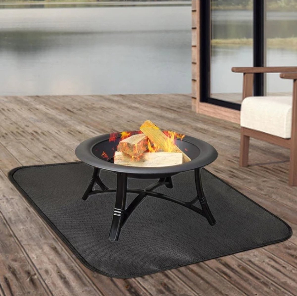 Vuurkorf mat 80 x 60cm beschermt terrasdek en gazon hitteschild voor grillmat en open haard tapijten